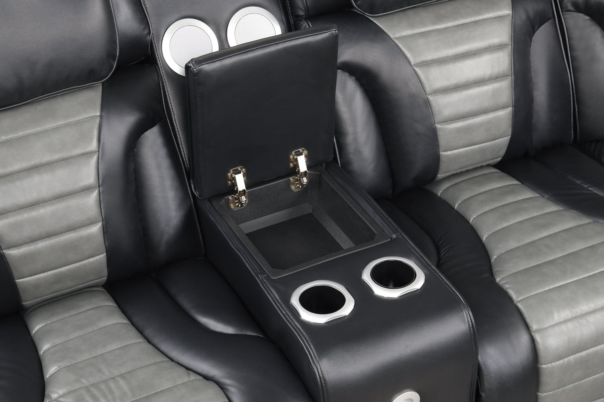 Robin Black Leather Power Reclining Sectional by New Era Innovations at Eve Furniture