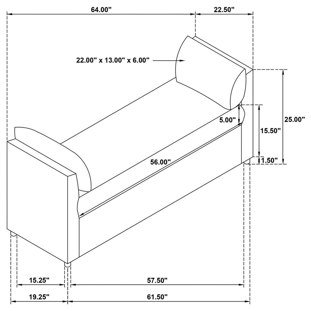 Robin Brown Upholstered Accent Bench with Raised Arms and Pillows by Coaster at Eve Furniture