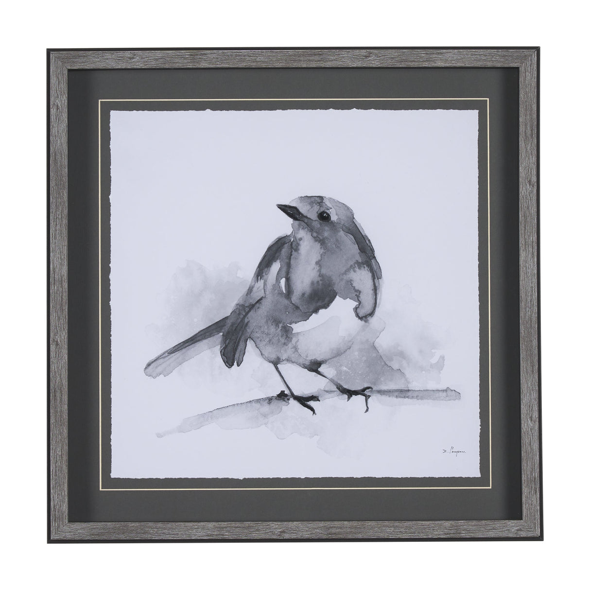 Robin BW I by Mercana Studio a Hand Embellished Textured Framed Art Print Matted under Glass by Mercana at Eve Furniture