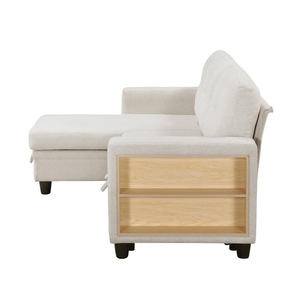 Robinson Beige Sectional with Reversible Chaise, Pull-out Bed, Shelves and Charging Ports by Homelegance at Eve Furniture
