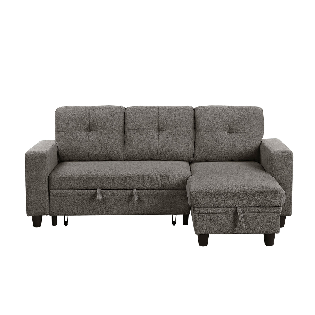 Robinson Dark Brown Sectional with Reversible Chaise, Pull-out Bed, Shelves and Charging Ports by Homelegance at Eve Furniture