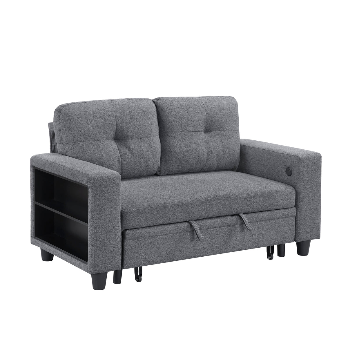 Robinson Gray Loveseat with Pull-out Bed, Shelves and Charging Ports by Homelegance at Eve Furniture