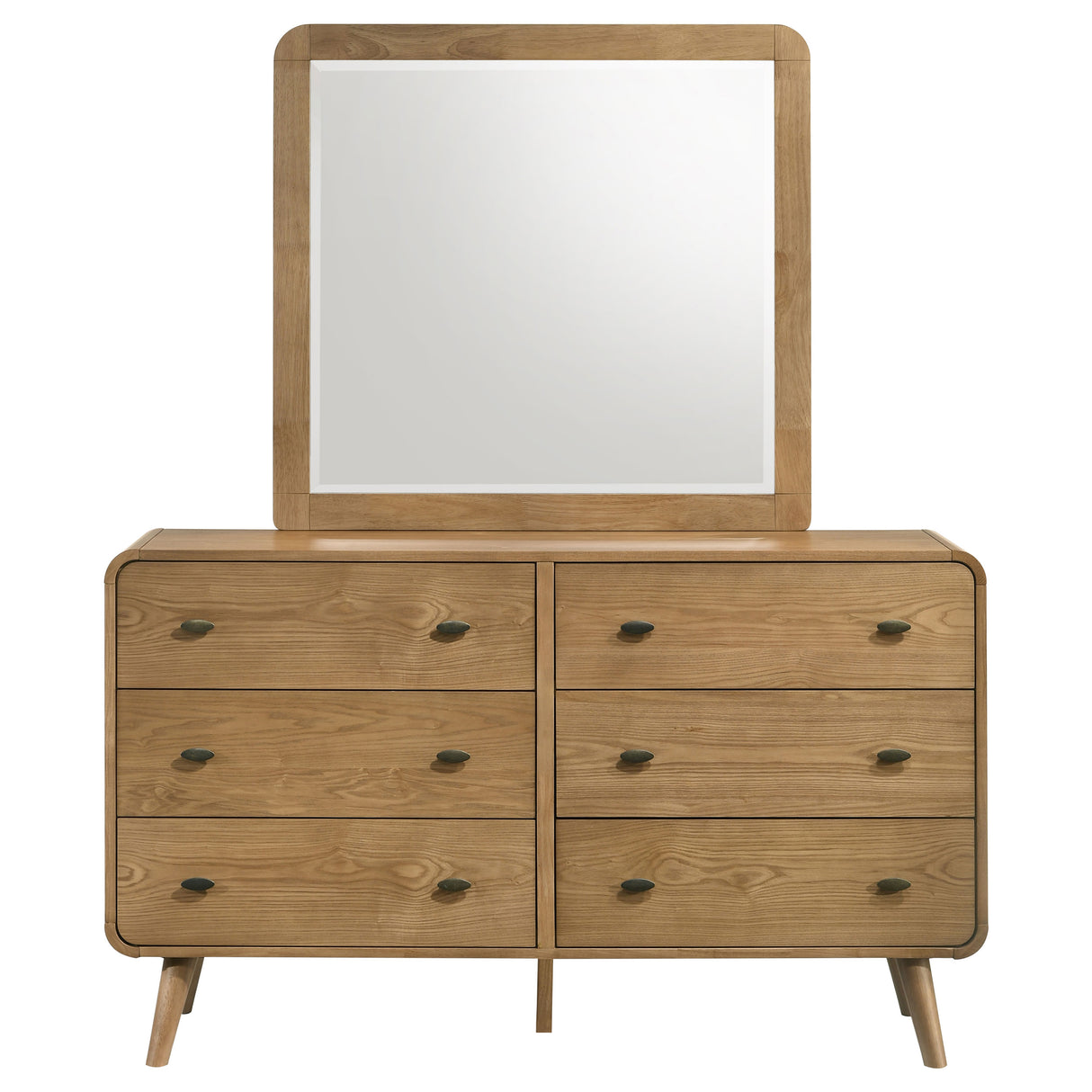 Robyn Light Ash 6-drawer Bedroom Dresser and Mirror by Coaster at Eve Furniture