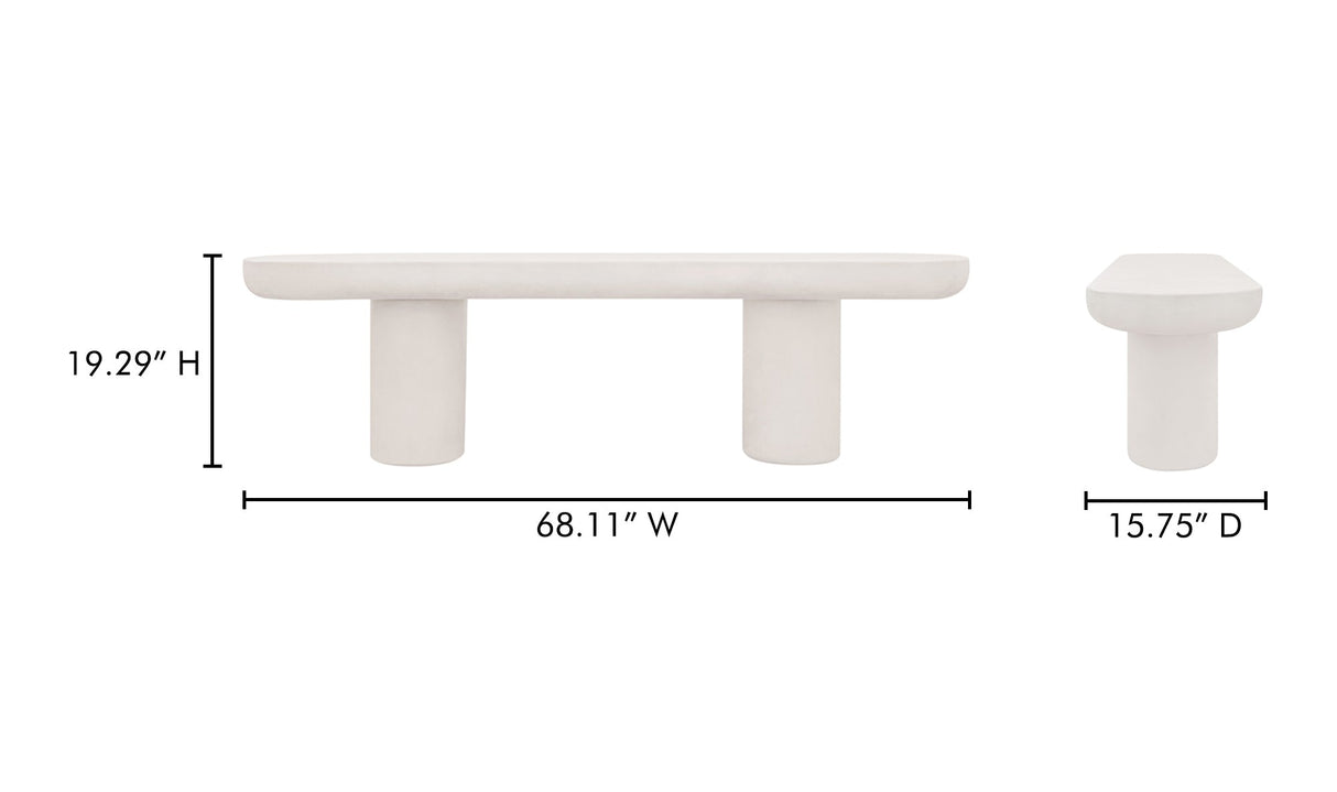 Rocca Bench Cream by Moe's Home at Eve Furniture