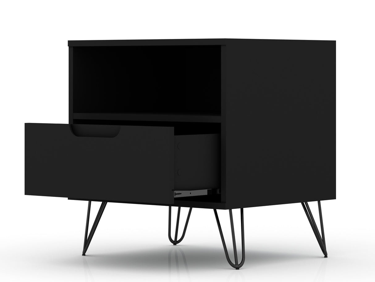 Rockefeller 1.0 Nightstand in Black by Manhattan Comfort at Eve Furniture