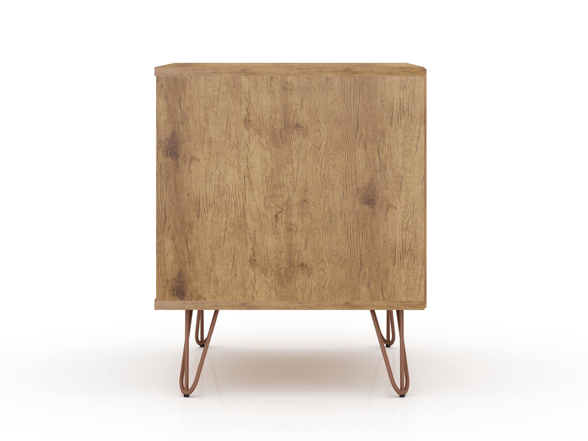 Rockefeller 1.0 Nightstand in Nature and Rose Pink by Manhattan Comfort at Eve Furniture