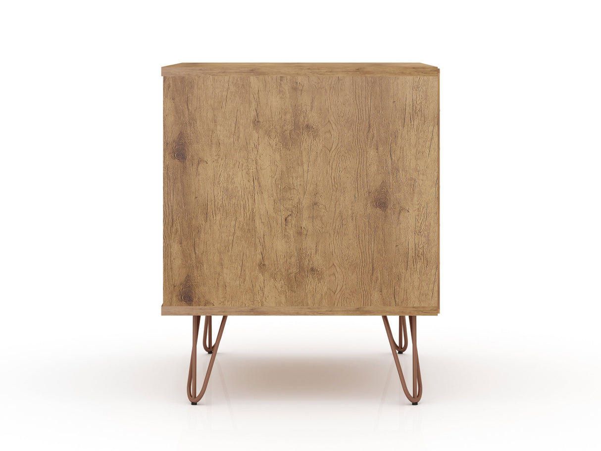 Rockefeller 1.0 Nightstand in Nature and Textured Grey by Manhattan Comfort at Eve Furniture