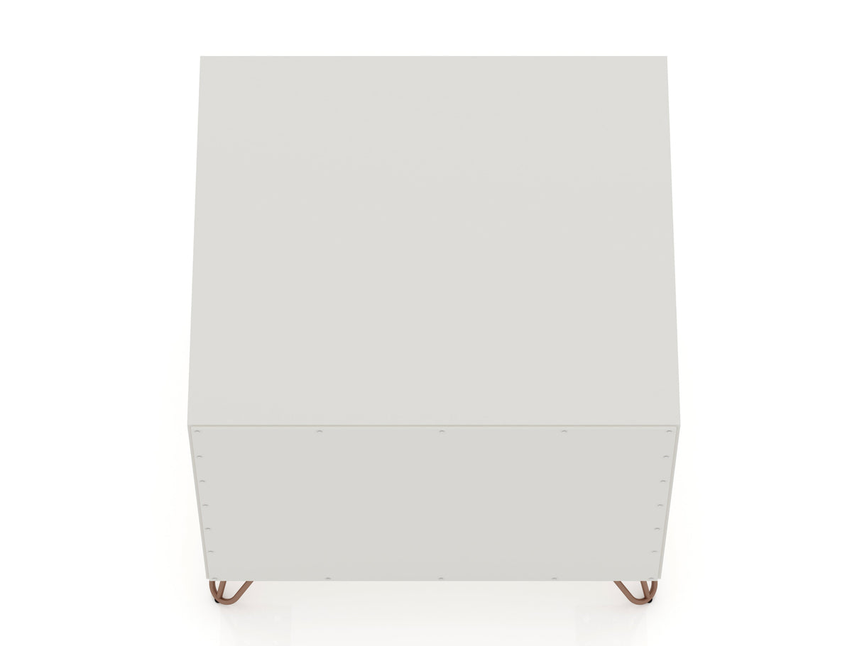 Rockefeller 1.0 Nightstand in Off White and Nature by Manhattan Comfort at Eve Furniture