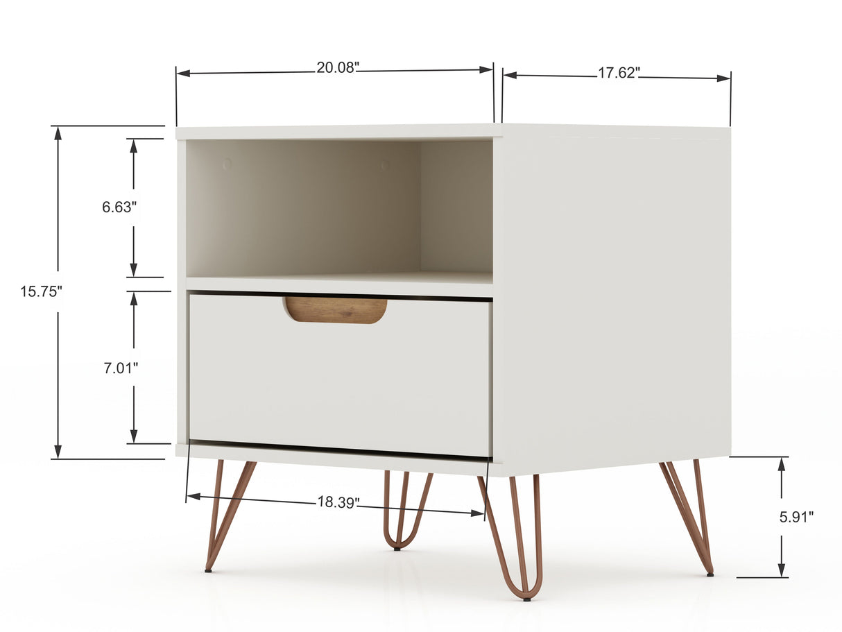 Rockefeller 1.0 Nightstand in Off White by Manhattan Comfort at Eve Furniture