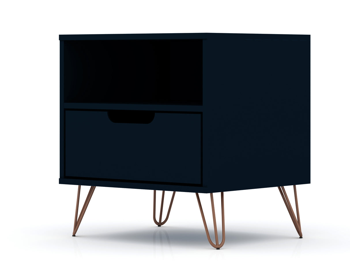 Rockefeller 1.0 Nightstand in Tatiana Midnight Blue by Manhattan Comfort at Eve Furniture