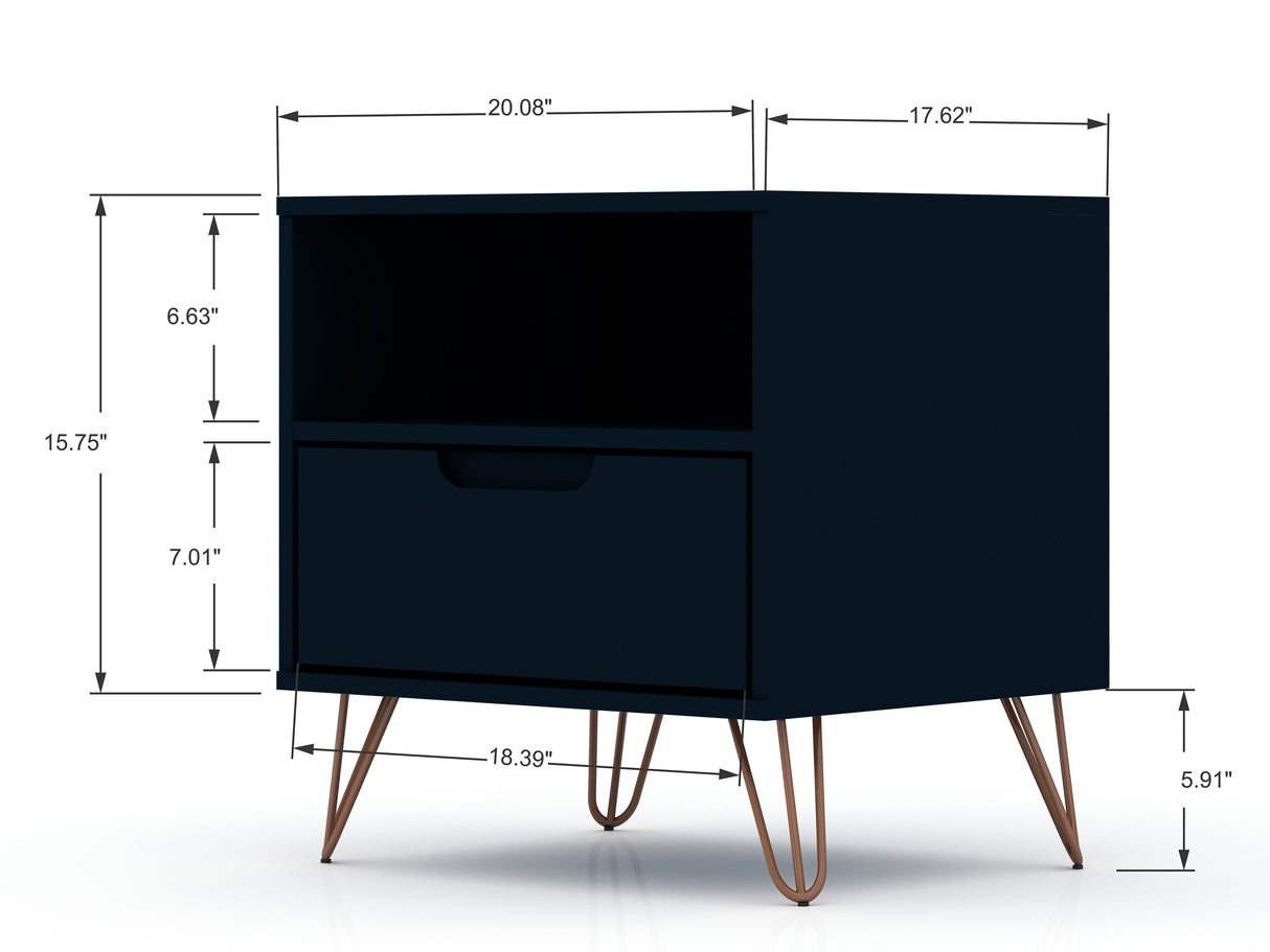 Rockefeller 1.0 Nightstand in Tatiana Midnight Blue by Manhattan Comfort at Eve Furniture