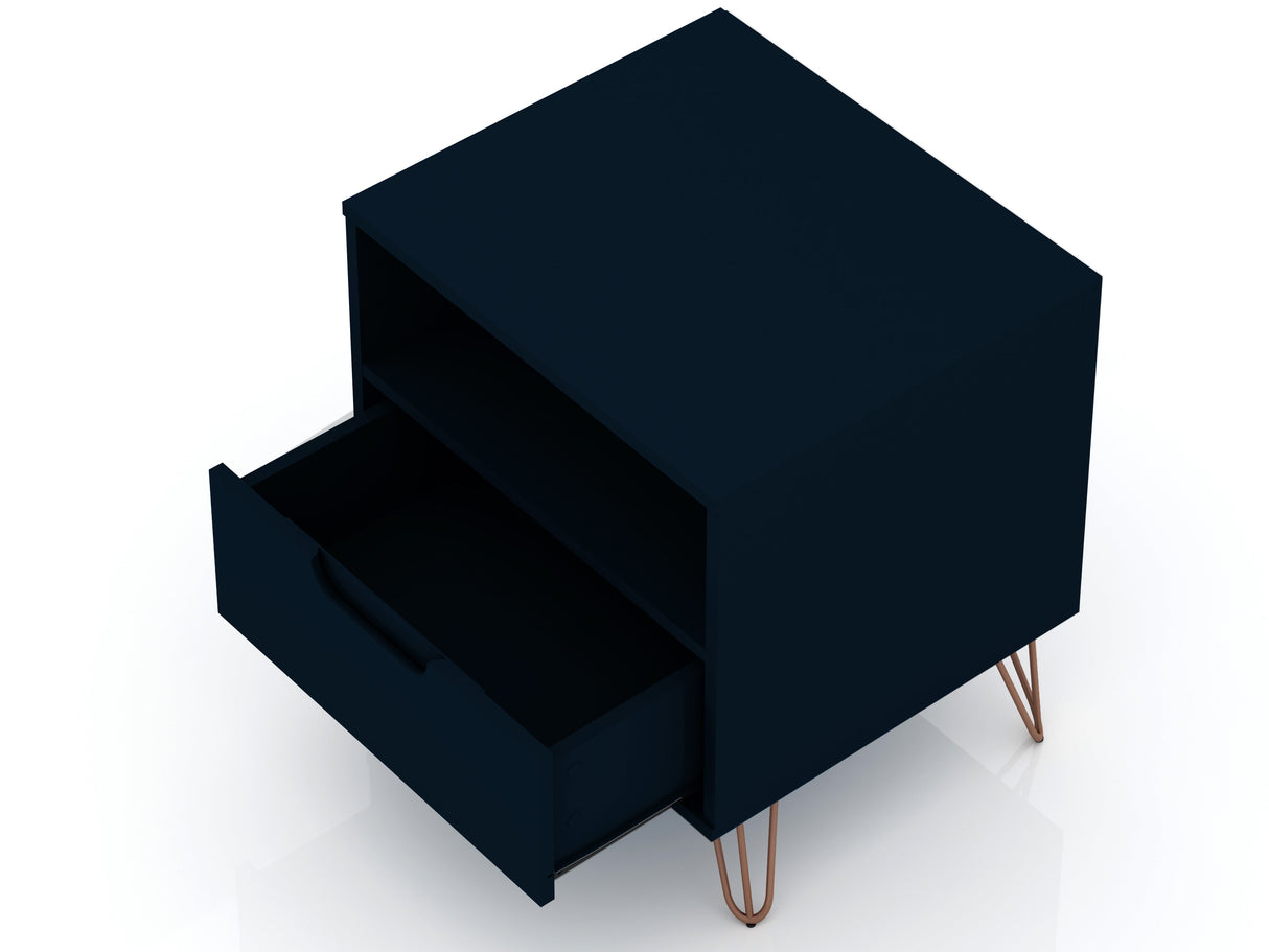 Rockefeller 1.0 Nightstand in Tatiana Midnight Blue by Manhattan Comfort at Eve Furniture