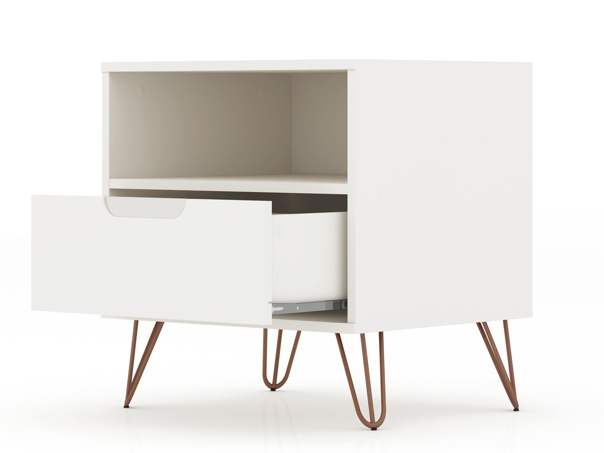 Rockefeller 1.0 Nightstand in White by Manhattan Comfort at Eve Furniture