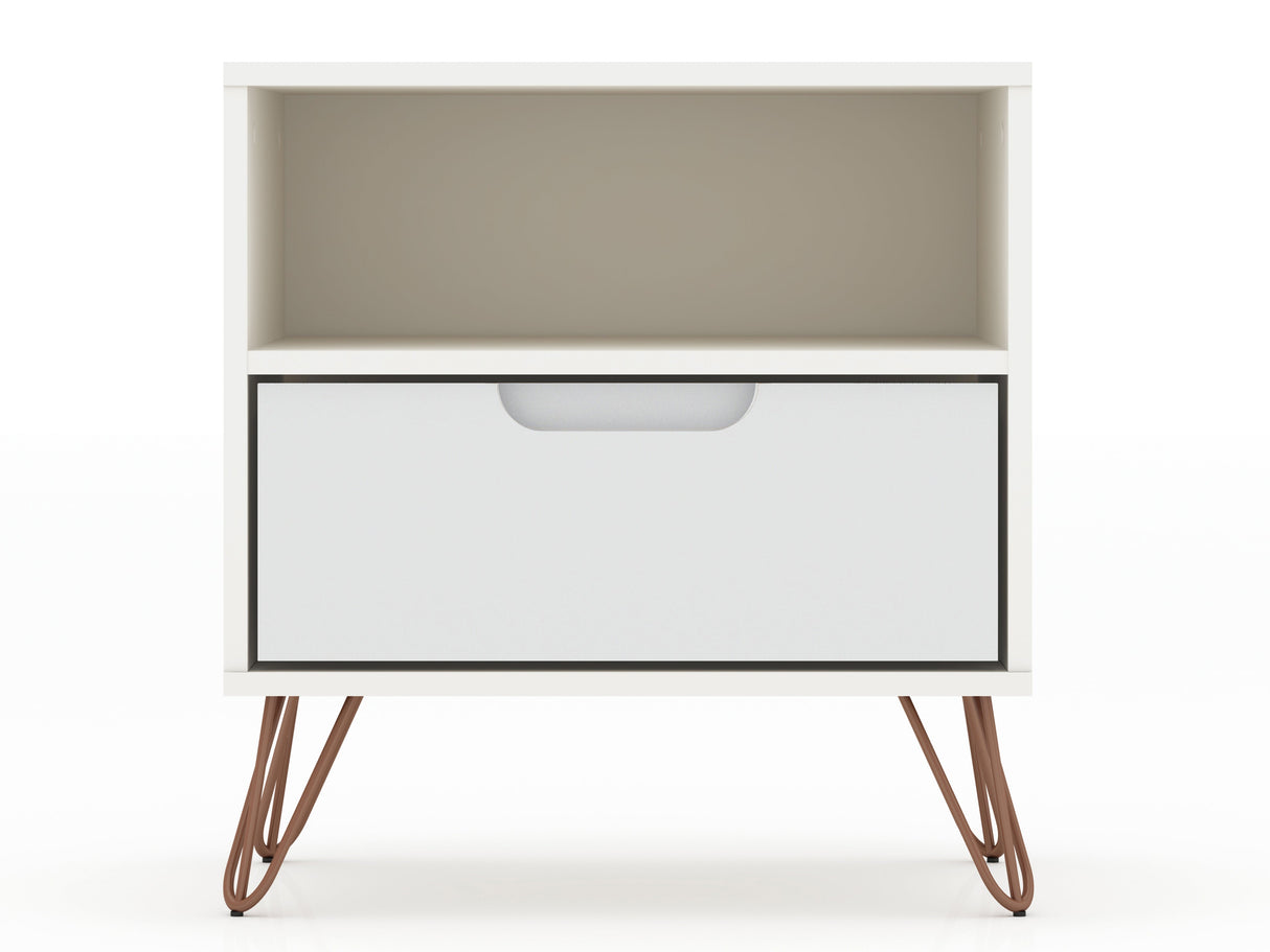 Rockefeller 1.0 Nightstand in White by Manhattan Comfort at Eve Furniture