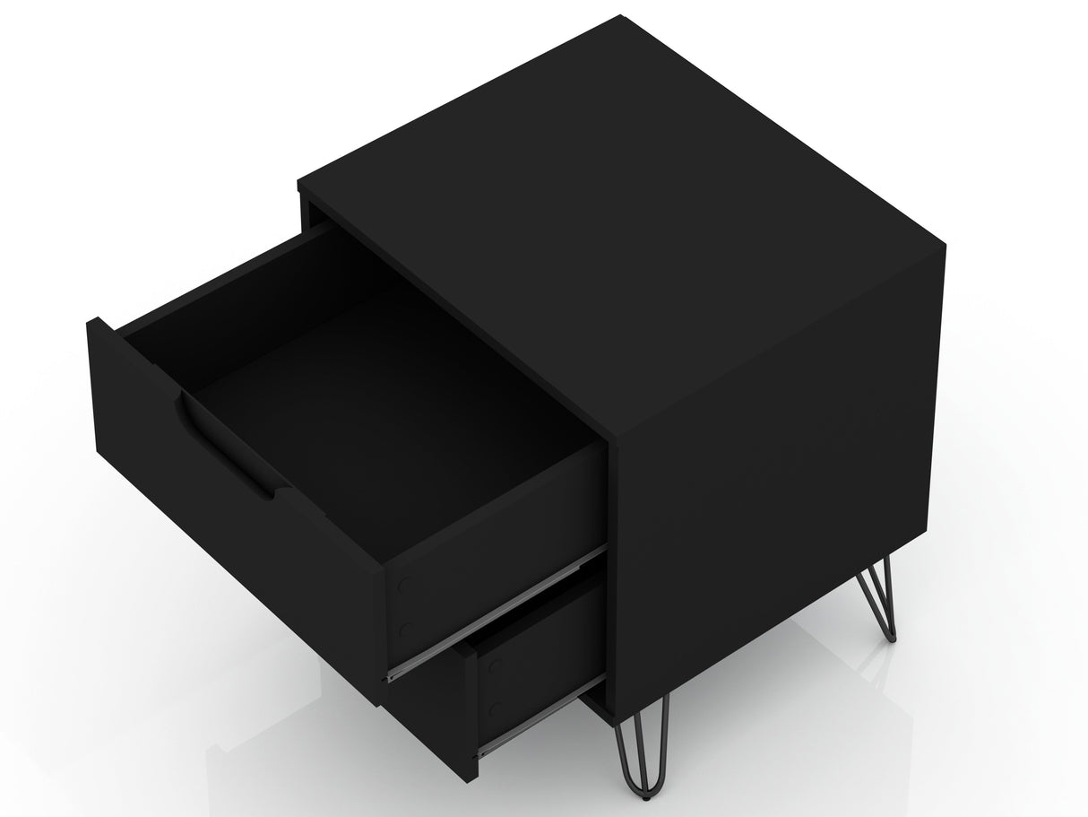 Rockefeller 2.0 Nightstand in Black by Manhattan Comfort at Eve Furniture
