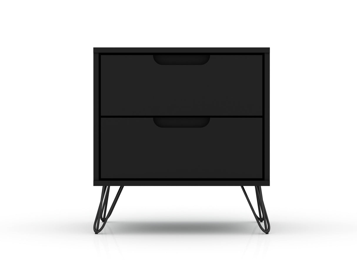 Rockefeller 2.0 Nightstand in Black by Manhattan Comfort at Eve Furniture