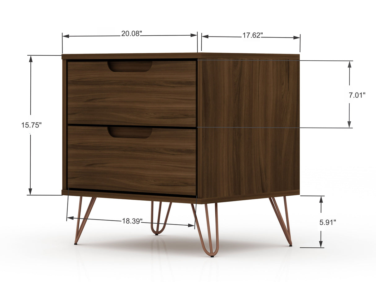 Rockefeller 2.0 Nightstand in Brown by Manhattan Comfort at Eve Furniture