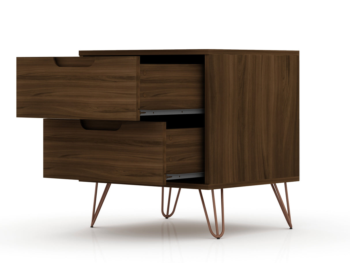 Rockefeller 2.0 Nightstand in Brown by Manhattan Comfort at Eve Furniture