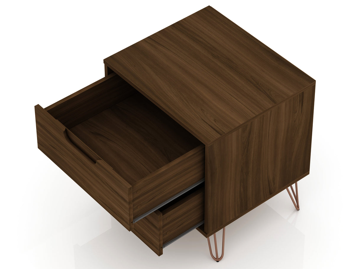 Rockefeller 2.0 Nightstand in Brown by Manhattan Comfort at Eve Furniture