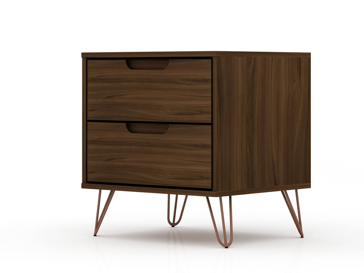 Rockefeller 2.0 Nightstand in Brown by Manhattan Comfort at Eve Furniture