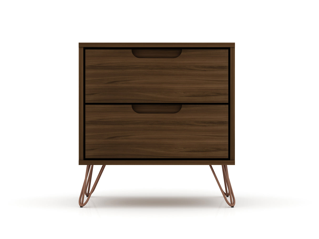 Rockefeller 2.0 Nightstand in Brown by Manhattan Comfort at Eve Furniture