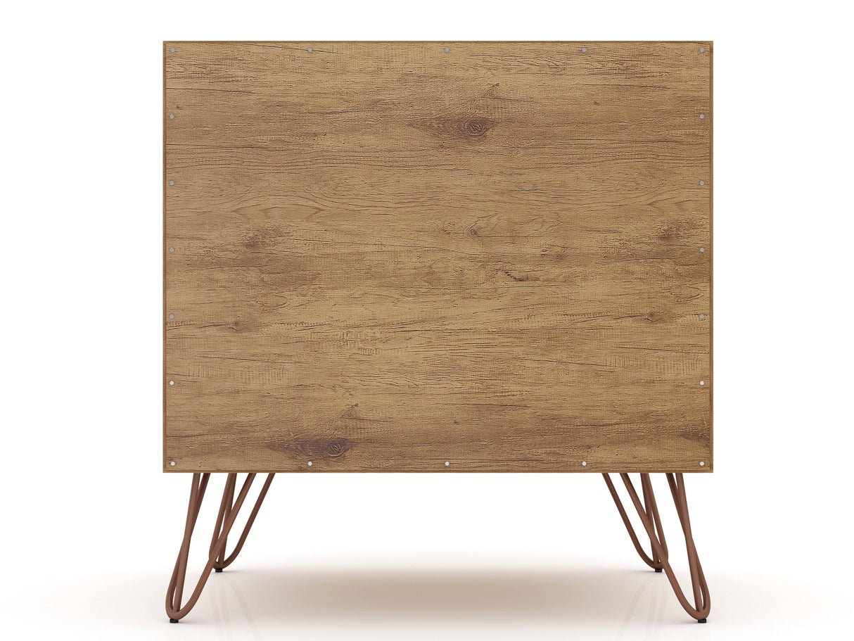 Rockefeller 2.0 Nightstand in Nature and Rose Pink by Manhattan Comfort at Eve Furniture