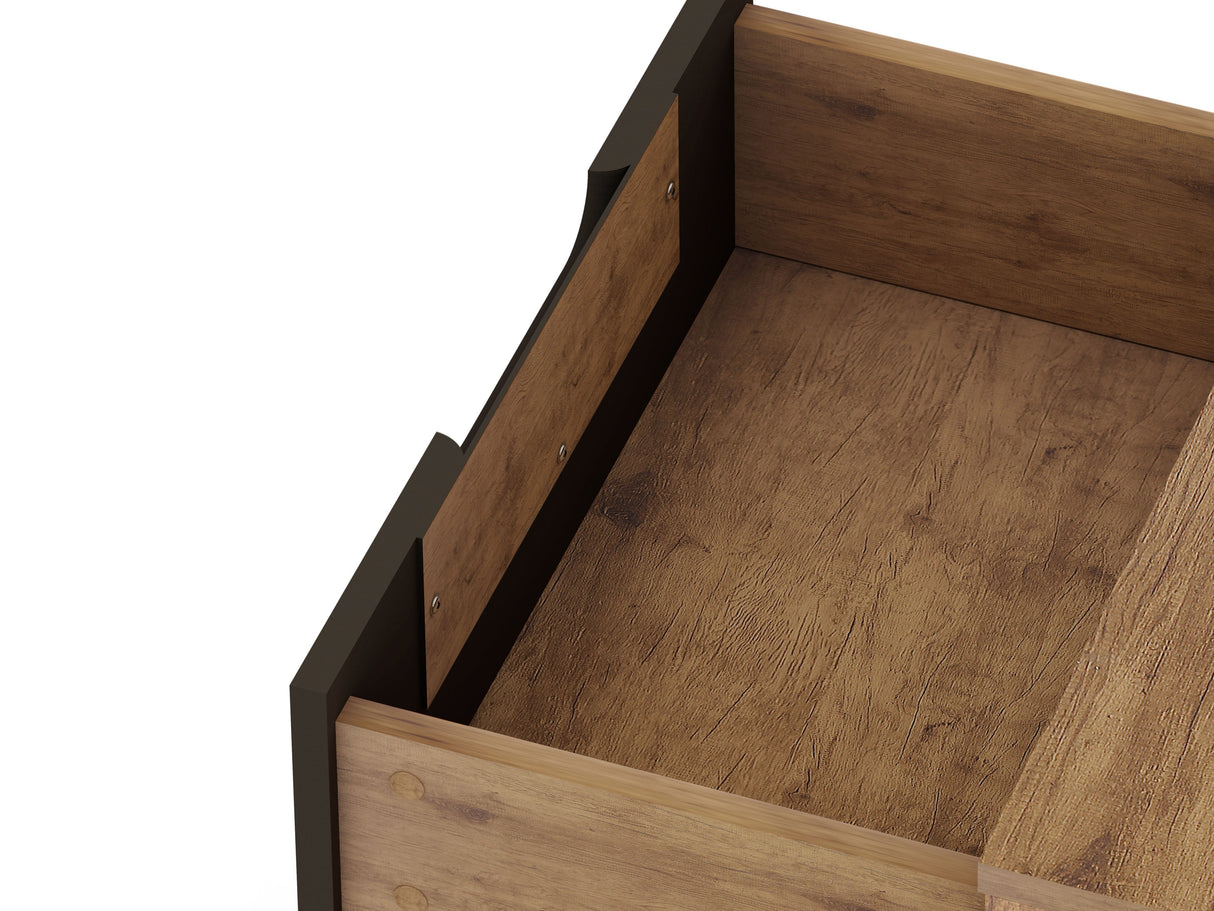 Rockefeller 2.0 Nightstand in Nature and Textured Grey by Manhattan Comfort at Eve Furniture