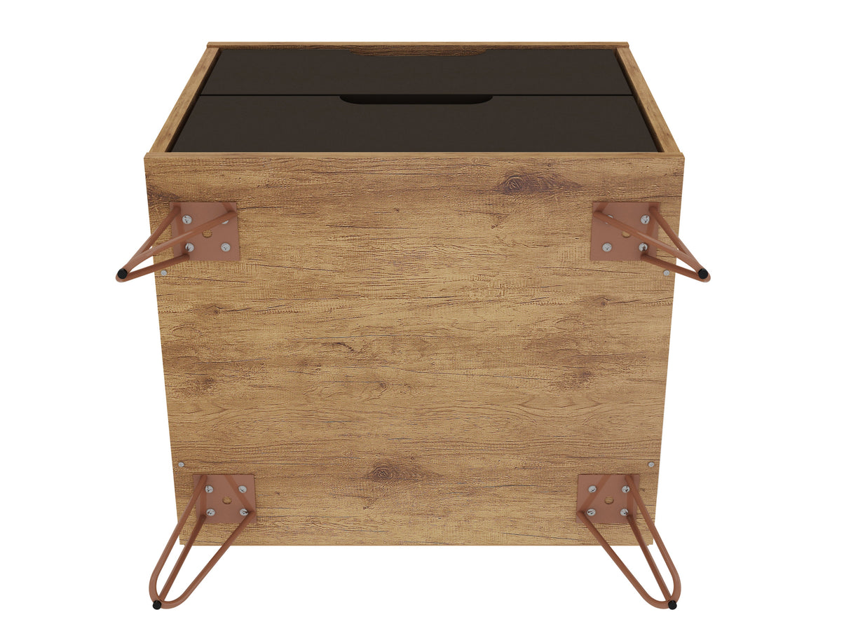 Rockefeller 2.0 Nightstand in Nature and Textured Grey by Manhattan Comfort at Eve Furniture