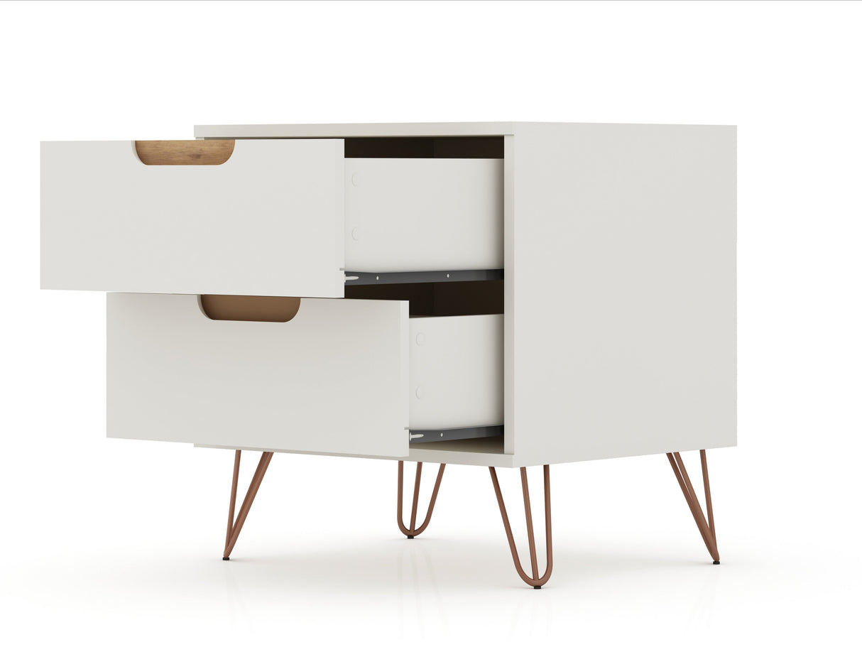 Rockefeller 2.0 Nightstand in Off White by Manhattan Comfort at Eve Furniture