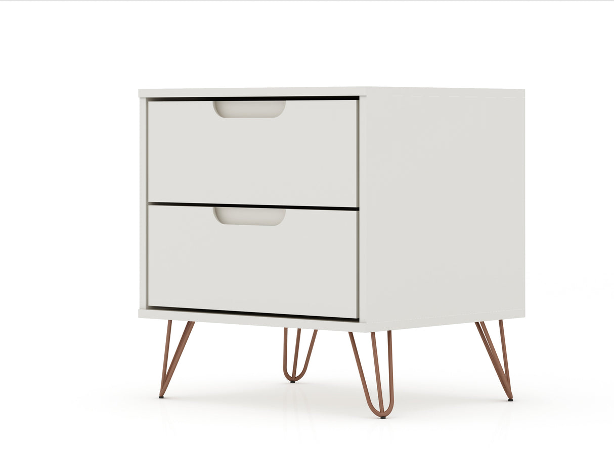 Rockefeller 2.0 Nightstand in Off White by Manhattan Comfort at Eve Furniture