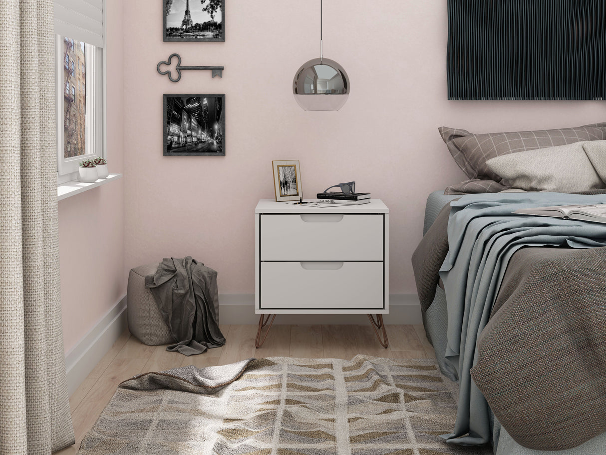 Rockefeller 2.0 Nightstand in White by Manhattan Comfort at Eve Furniture