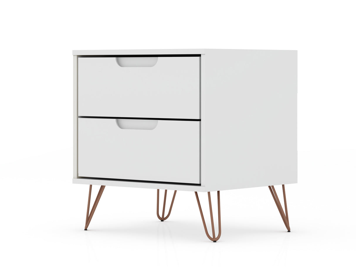 Rockefeller 2.0 Nightstand in White by Manhattan Comfort at Eve Furniture