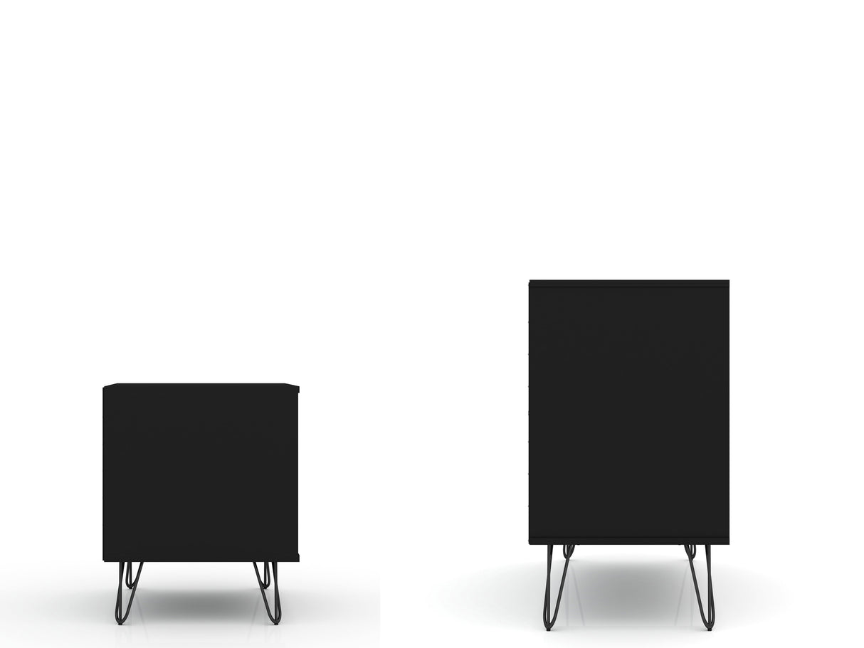 Rockefeller Dresser and Nightstand Set in Black by Manhattan Comfort at Eve Furniture