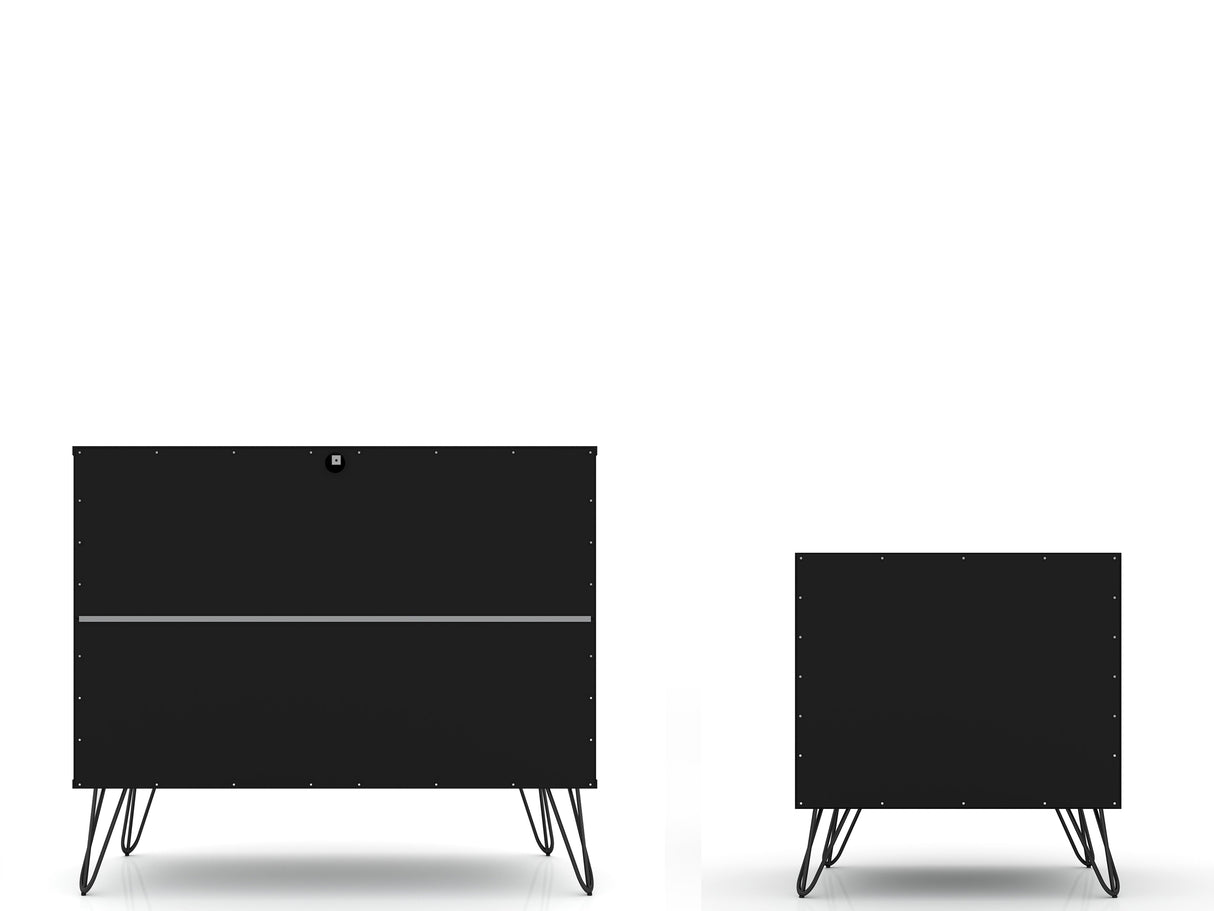 Rockefeller Dresser and Nightstand Set in Black by Manhattan Comfort at Eve Furniture