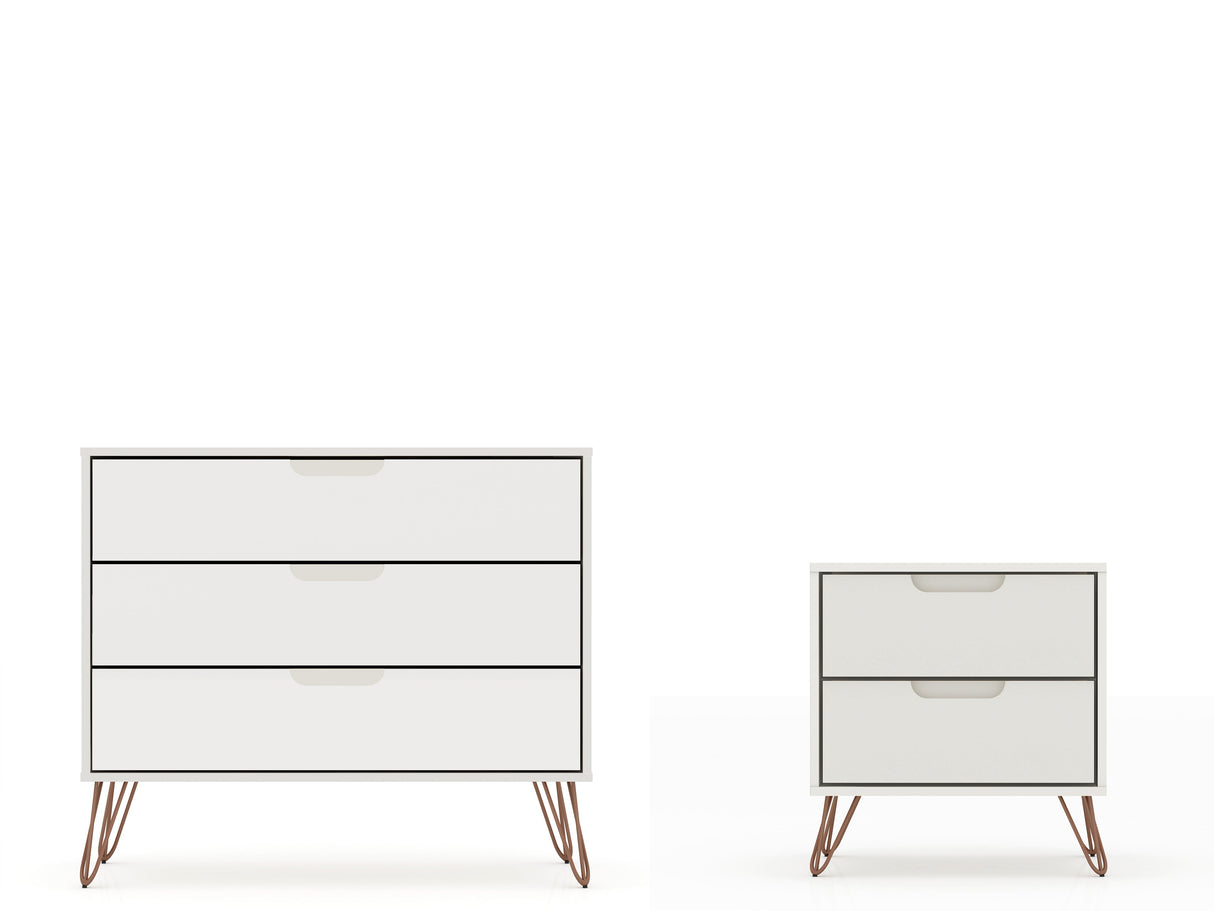 Rockefeller Dresser and Nightstand Set in Off White by Manhattan Comfort at Eve Furniture
