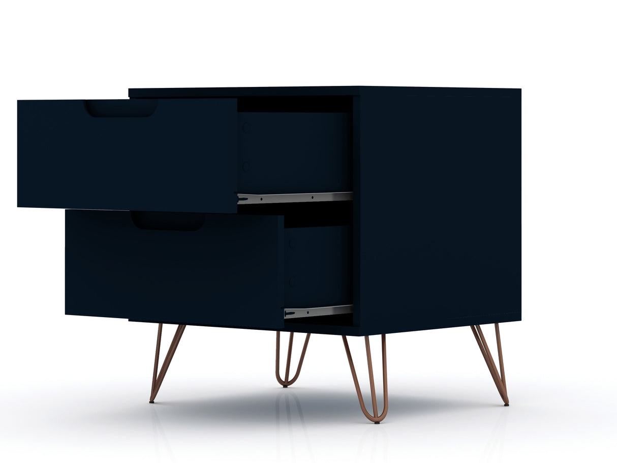 Rockefeller Dresser and Nightstand Set in Tatiana Midnight Blue by Manhattan Comfort at Eve Furniture