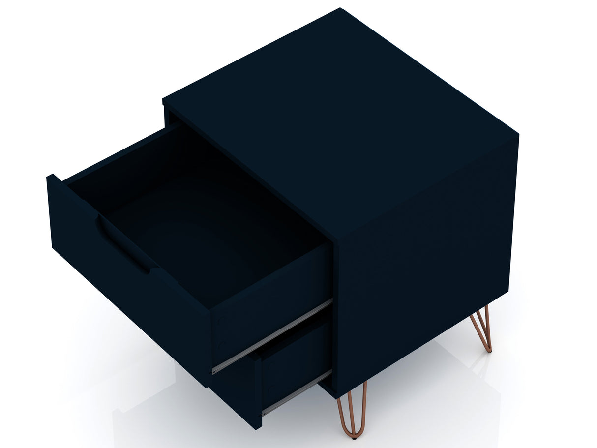 Rockefeller Dresser and Nightstand Set in Tatiana Midnight Blue by Manhattan Comfort at Eve Furniture