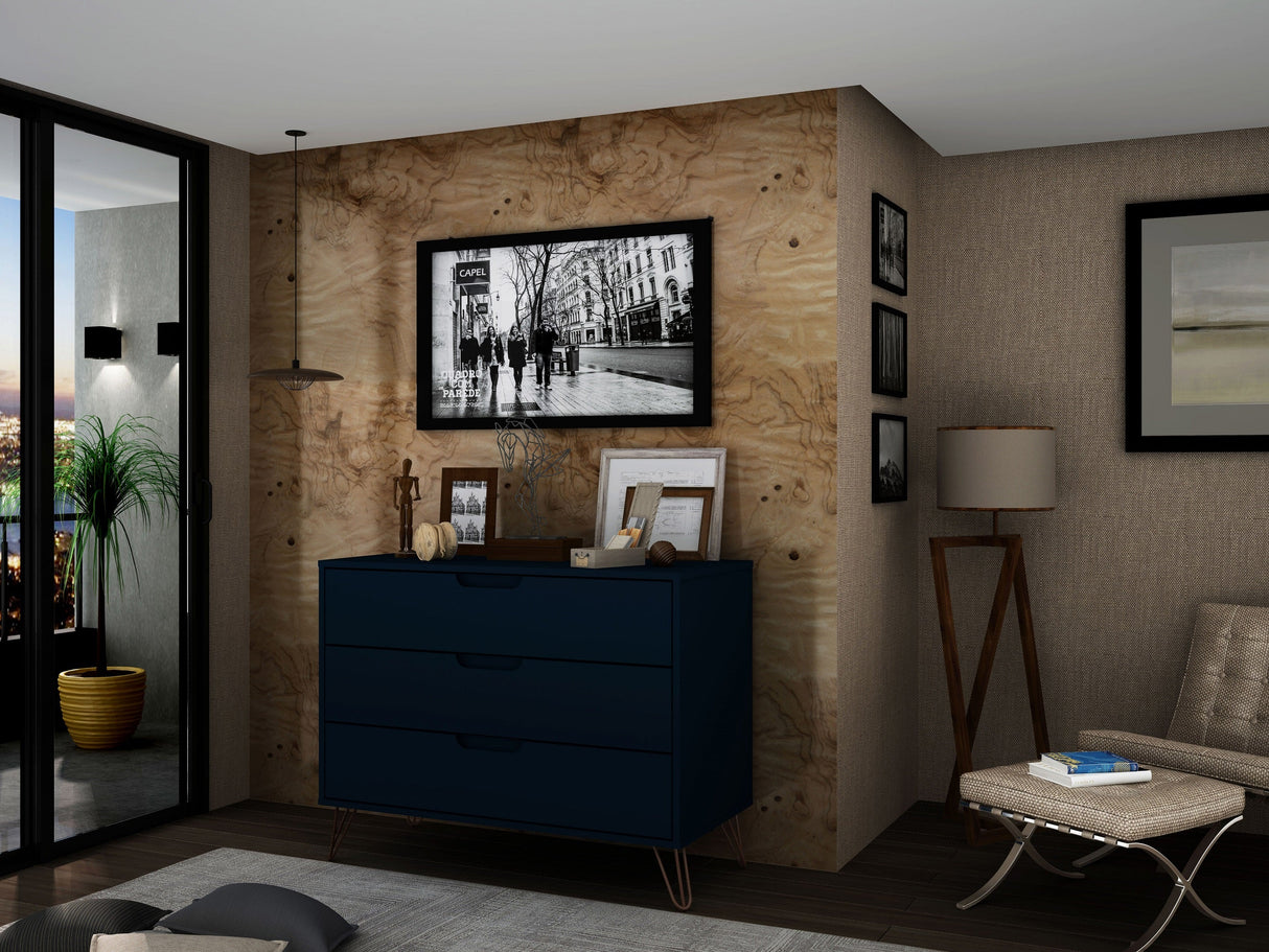Rockefeller Dresser in Tatiana Midnight Blue by Manhattan Comfort at Eve Furniture