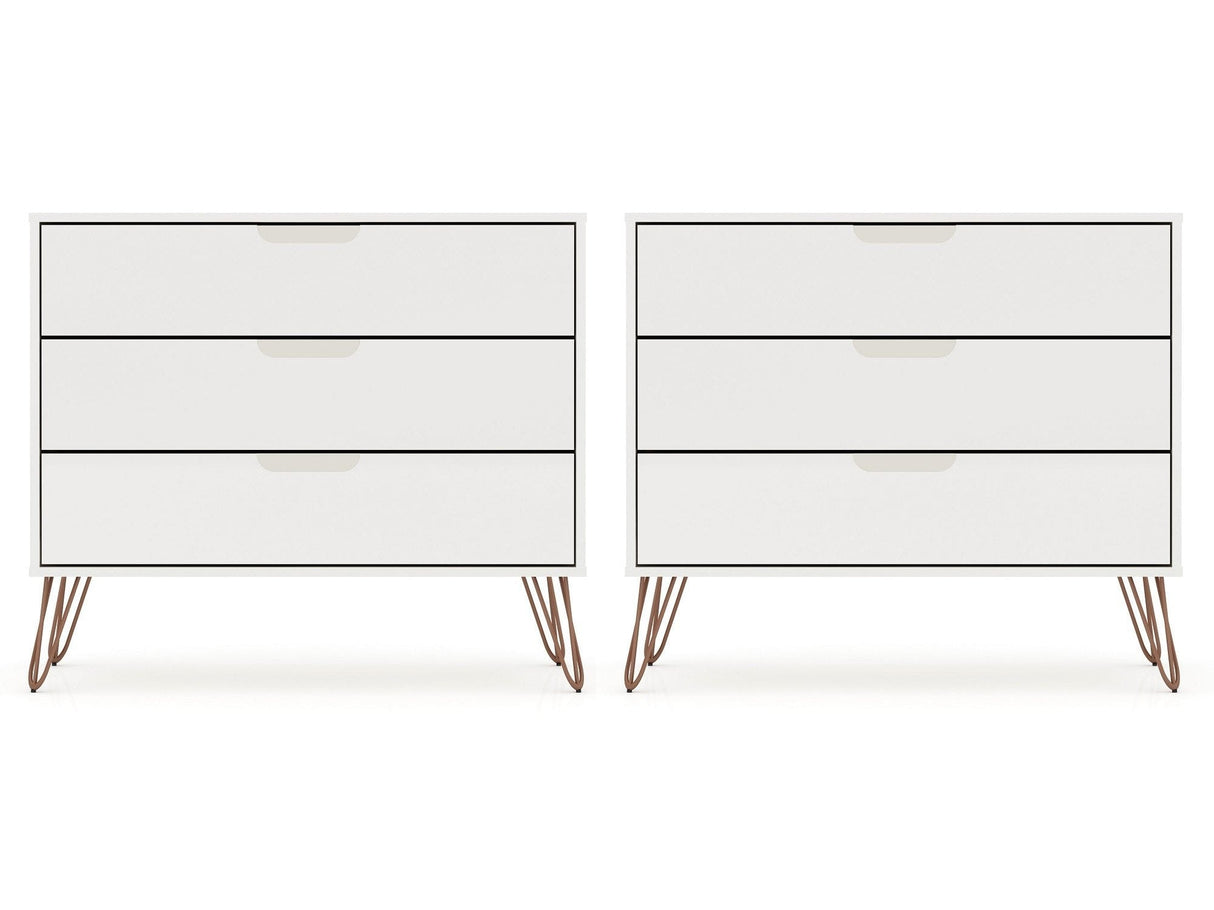 Rockefeller Dresser in White (set of 2) by Manhattan Comfort at Eve Furniture