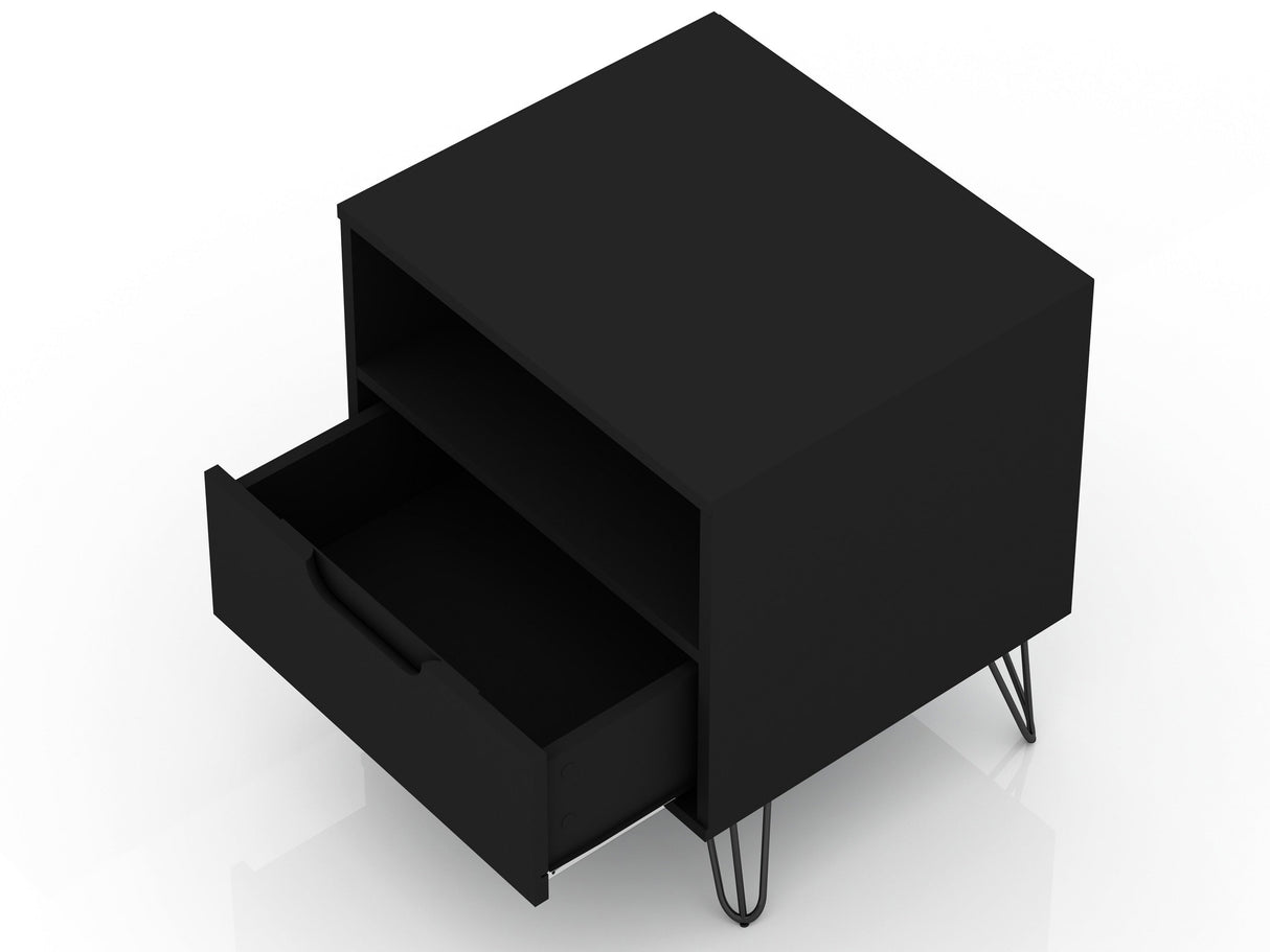 Rockefeller Nightstand 1.0 in Black (set of 2) by Manhattan Comfort at Eve Furniture