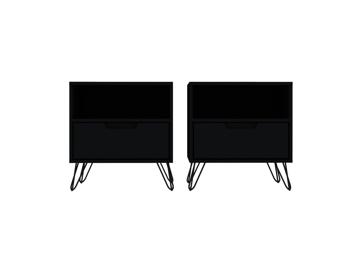 Rockefeller Nightstand 1.0 in Black (set of 2) by Manhattan Comfort at Eve Furniture