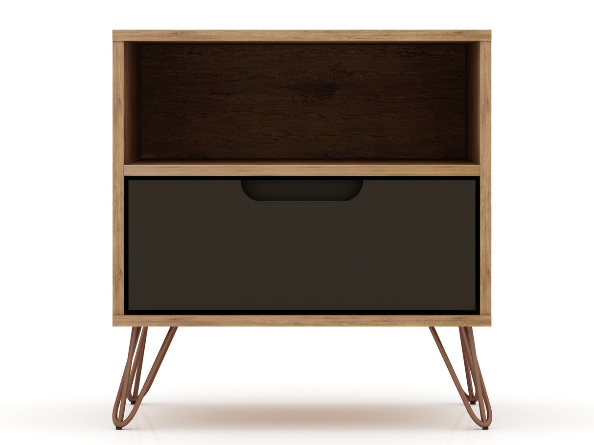 Rockefeller Nightstand 1.0 in Nature and Textured Grey (set of 2) by Manhattan Comfort at Eve Furniture