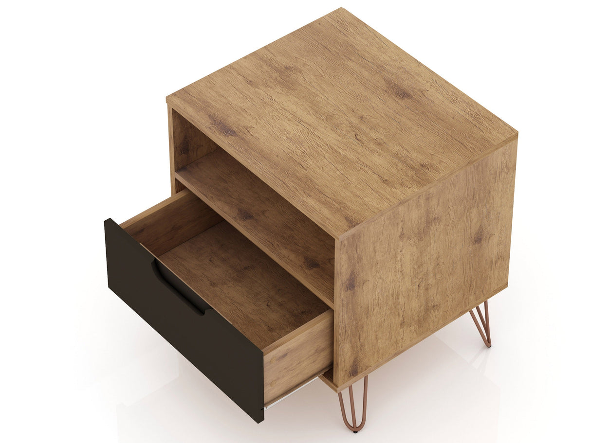Rockefeller Nightstand 1.0 in Nature and Textured Grey (set of 2) by Manhattan Comfort at Eve Furniture