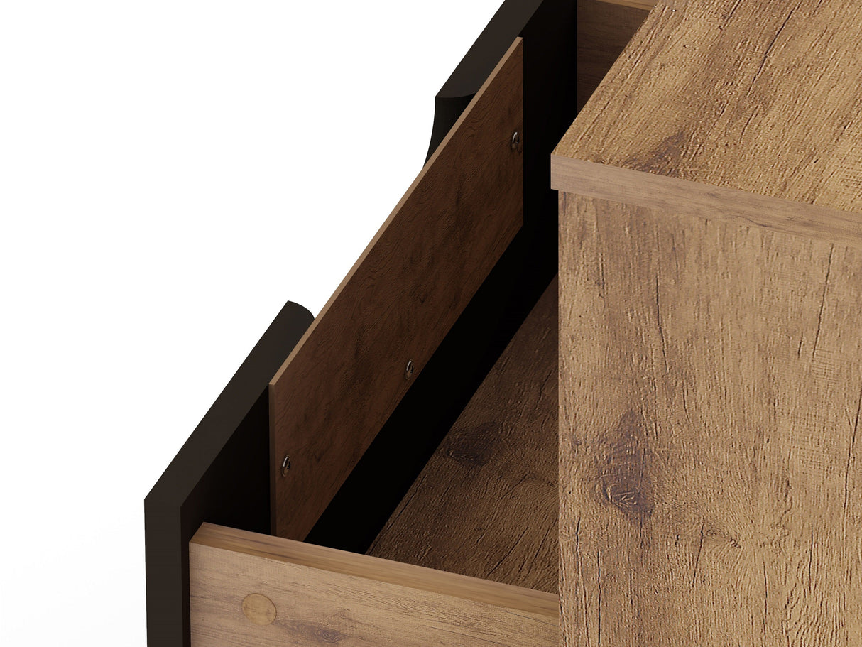 Rockefeller Nightstand 1.0 in Nature and Textured Grey (set of 2) by Manhattan Comfort at Eve Furniture