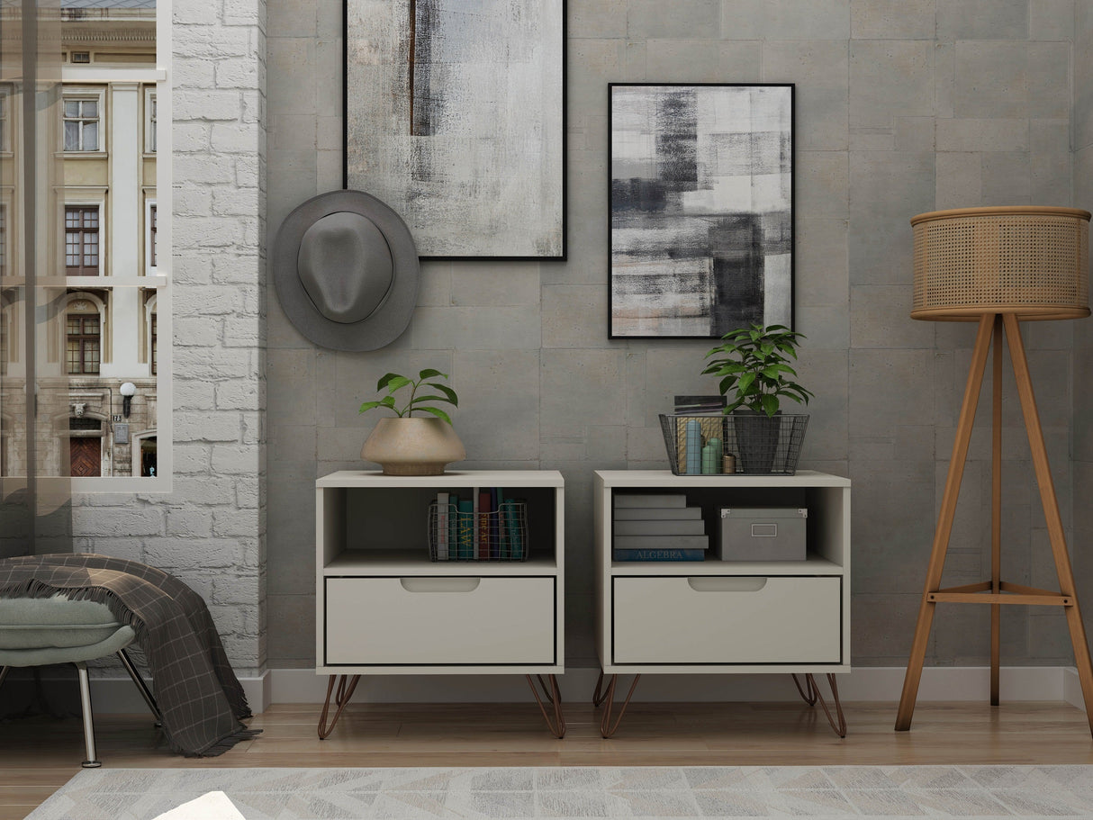 Rockefeller Nightstand 1.0 in Off White (set of 2) by Manhattan Comfort at Eve Furniture