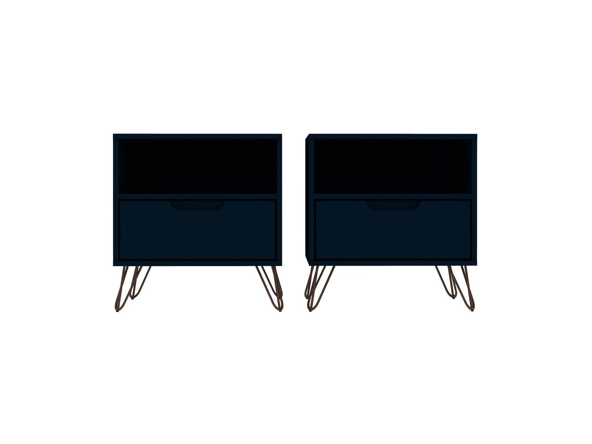 Rockefeller Nightstand 1.0 in Tatiana Midnight Blue (set of 2) by Manhattan Comfort at Eve Furniture