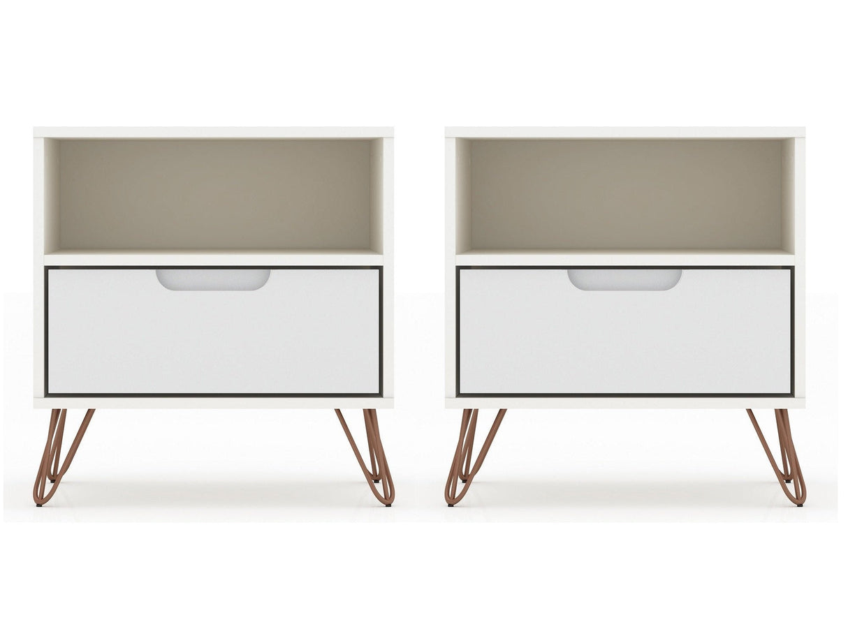 Rockefeller Nightstand 1.0 in White (set of 2) by Manhattan Comfort at Eve Furniture