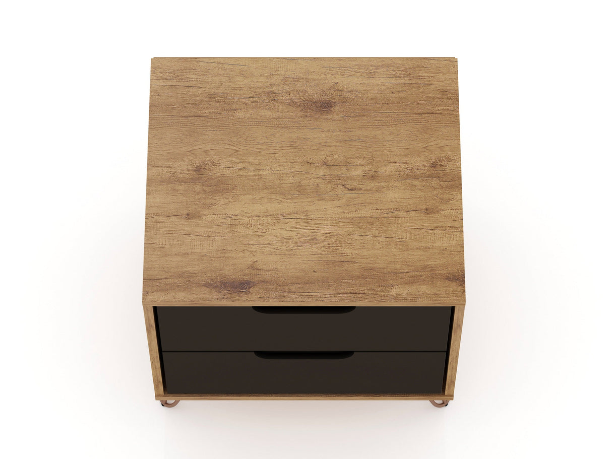 Rockefeller Nightstand 2.0 in Nature and Textured Grey (set of 2) by Manhattan Comfort at Eve Furniture