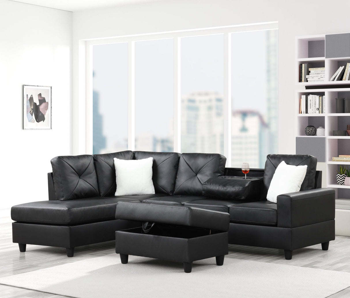 Rocket PU Black Reversible Sectional by Happy Homes at Eve Furniture