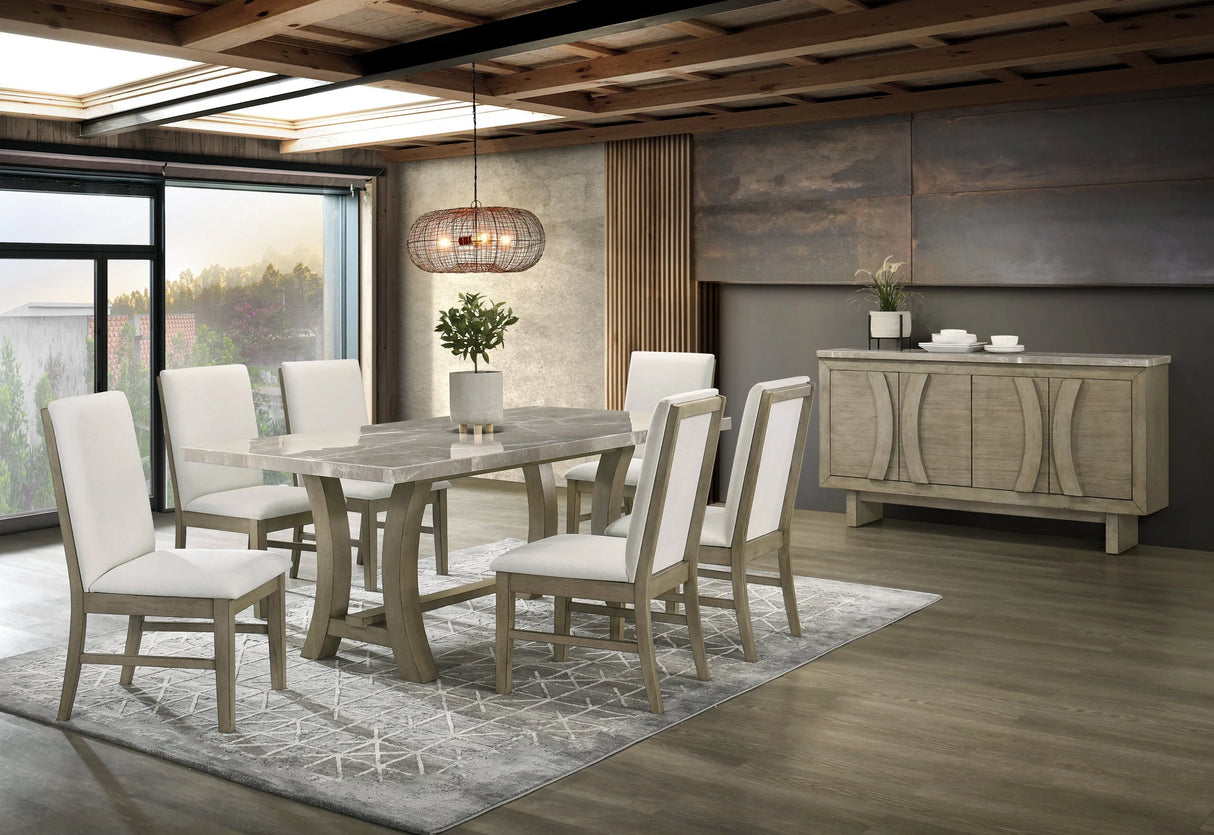 Roco Genuine Marble 7-Piece Dining Room Set by Happy Homes at Eve Furniture
